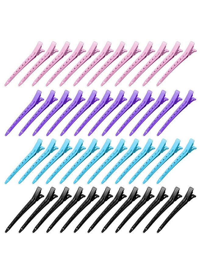 Bantoye 48 Pcs Duck Bill Clips Bantoye 3.35 Inches Rustproof Metal Alligator Curl Clips With Holes For Hair Styling Hair Coloring 4 Colors - Image 2