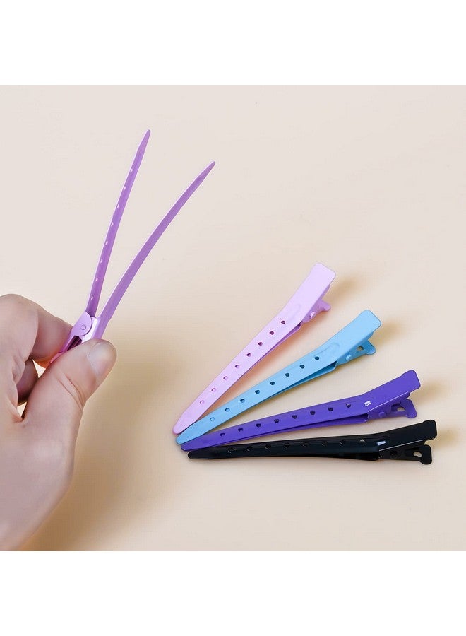 Bantoye 48 Pcs Duck Bill Clips Bantoye 3.35 Inches Rustproof Metal Alligator Curl Clips With Holes For Hair Styling Hair Coloring 4 Colors - Image 4