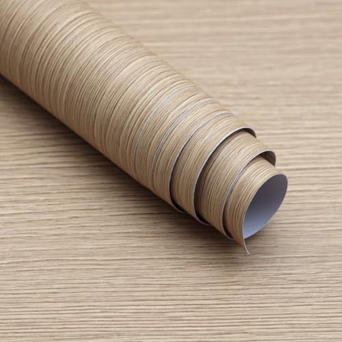 Boobest Brown Beige Wood Wallpaper 15.74"x118" Faux Light Wood Contact Paper Peel and Stick Wallpaper Wood Look Contact Paper Self Adhesive Removable Vinyl Wrap for Furniture Desk Countertop Cabinet - Image 1