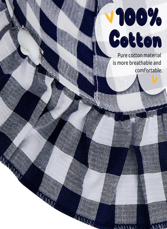 Zando Baby Sun Hat 6-12 Months Cute Ruffle Brim Baby Beach Hat Navy Checkered Baby Hats with UPF 50+ Infant Sun Hat for Baby Girl Hats Adjustable Infant Bucket Hat for Baby Summer Caps - Image 2