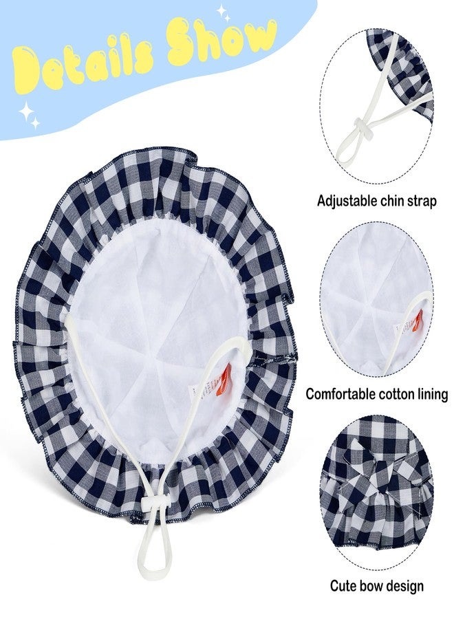 Zando Baby Sun Hat 6-12 Months Cute Ruffle Brim Baby Beach Hat Navy Checkered Baby Hats with UPF 50+ Infant Sun Hat for Baby Girl Hats Adjustable Infant Bucket Hat for Baby Summer Caps - Image 4