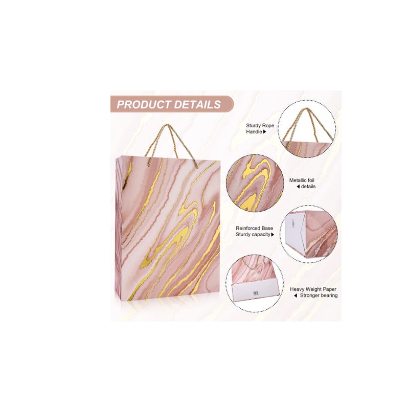 Zikra Gift Bags Bulk, Bulk Party Favor Bags with Handle, Cute Colored Gift Wrap Bags for Baby Shower, Birthday, Wedding, Mother' Day, Party Favors (12Pack Medium Size Marble Pattern12.6Inch) - Image 5