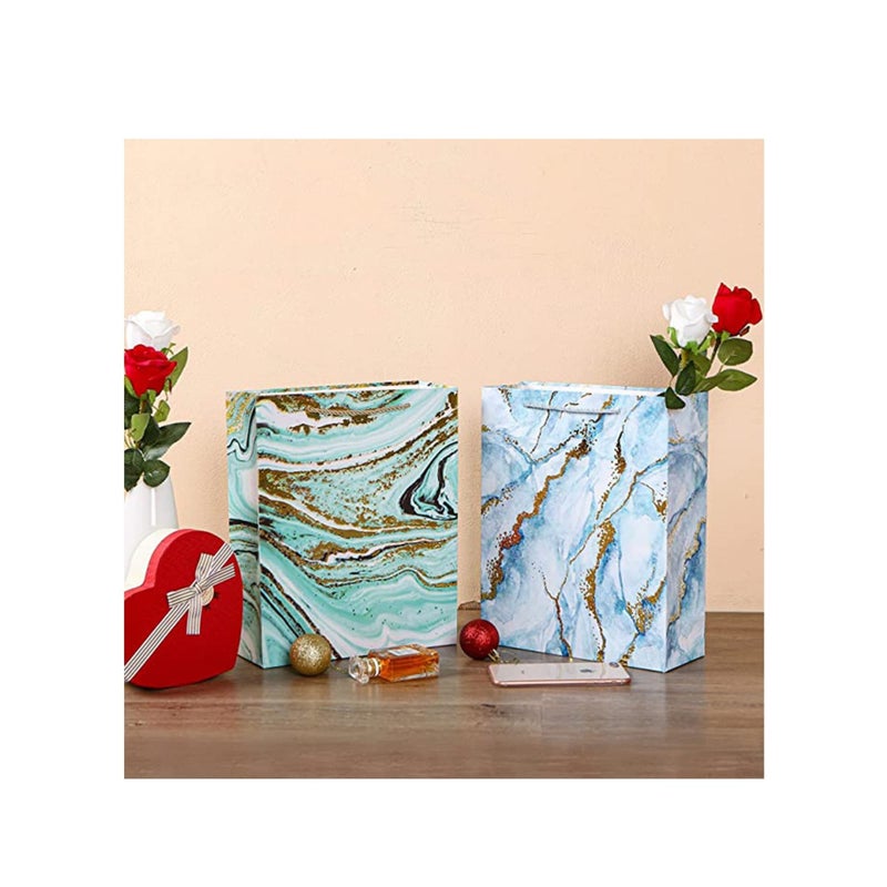 Zikra Gift Bags Bulk, Bulk Party Favor Bags with Handle, Cute Colored Gift Wrap Bags for Baby Shower, Birthday, Wedding, Mother' Day, Party Favors (12Pack Medium Size Marble Pattern12.6Inch) - Image 2