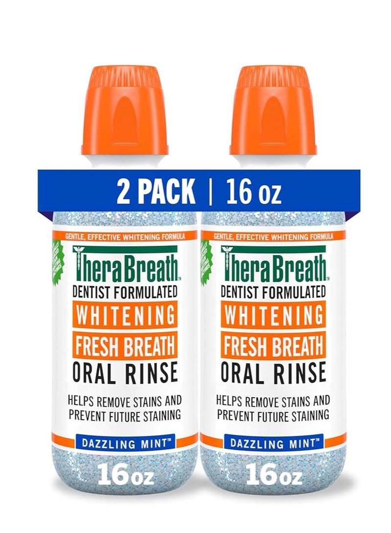Therabreath Whitening Fresh Breath Oral Rinse, Dazzling Mint 473ml (Pack of 2) - Image 1