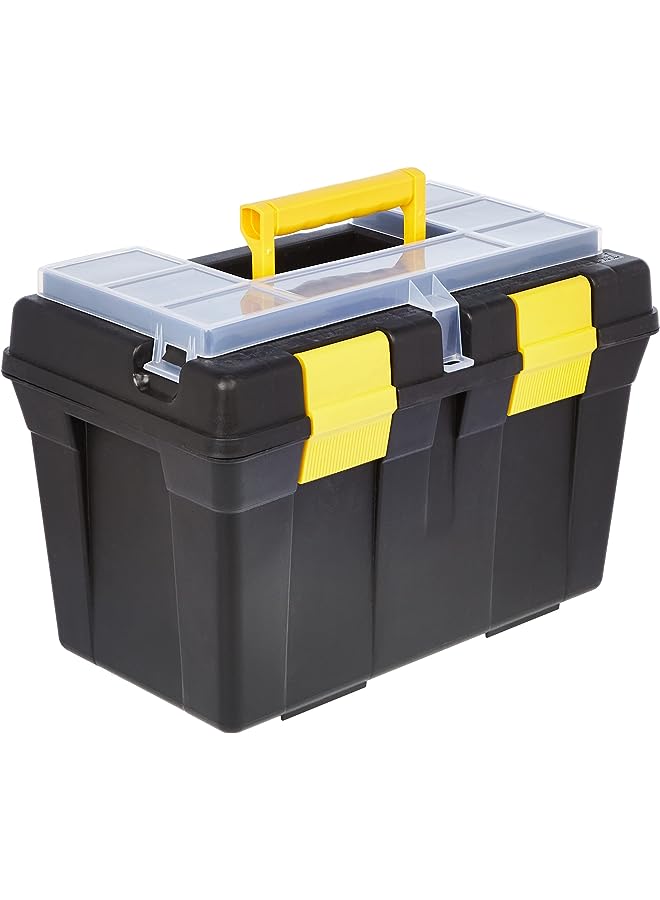 Plastic Forte Forte Plasticforte 16L Tool Box With Lock Tray Diy Storage Toolbox Organiser Heavy Duty 1, 16L, Black - Image 1