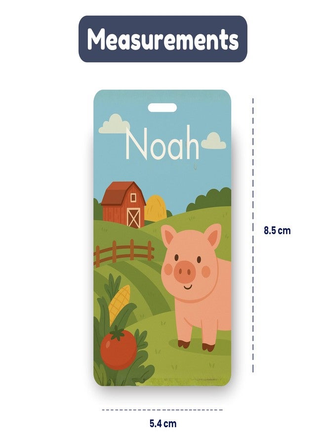 Kidzook Personalized Name Bag Tag | Custom Luggage Tag for Kids & Adults - PVC Luggage Tag for Travel, School, Office, Camping | Farm Theme Design with Silicone Strap (Pack of 1) - Image 5