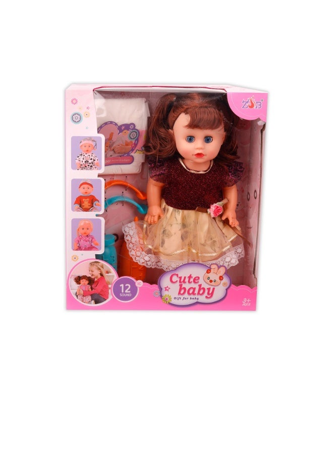 حديقة الألعاب لعبة دمية بيبي تعمل بالبطارية مع ملحقاتها | مجموعة لعب تفاعلية للشرب والتبول للأطفال | مؤثرات صوتية واقعية | لعبة لعب الأدوار المبكرة، هدية مُغذية للأولاد والبنات