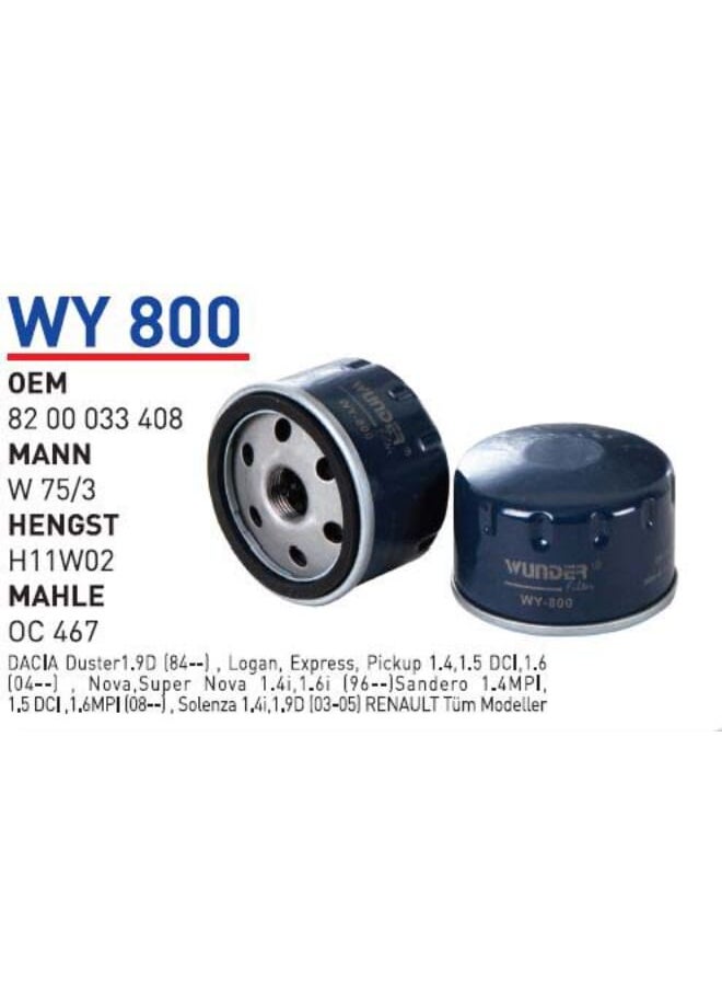 Generic - Wy800 Engine Oil Filter Suitable For Renault Logan, Clio Mit Car And Lada Largus With High Performance And Long Lasting Material - Image 1