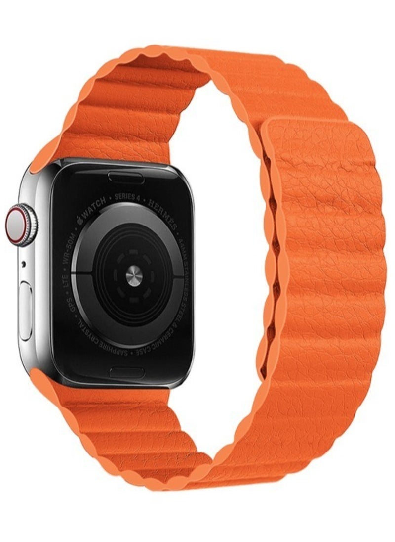ELTRAZONE - Compatible with Apple Watch Band 45mm,Genuine Leather Watch Strap Replacement for Apple Watch Series 7/ - Image 1