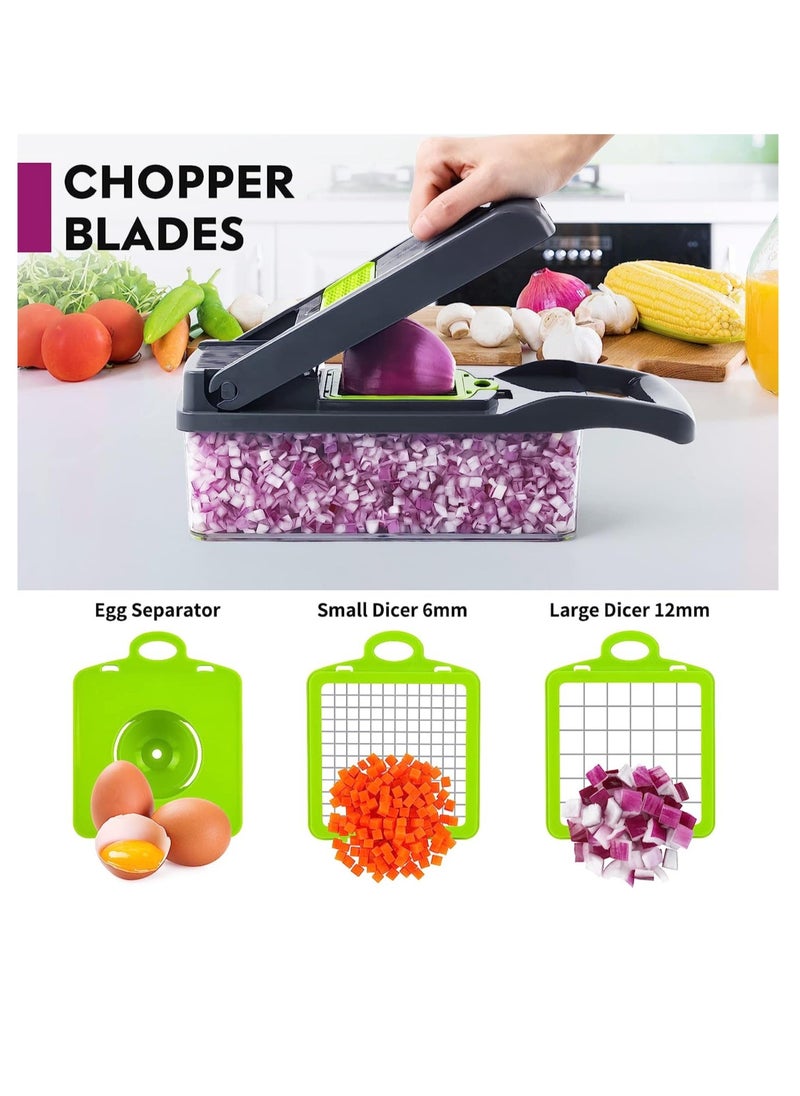 ELTRAZONE - Multifunctional 13-in-1 Food Choppers Onion Chopper Vegetable Slicer Cutter Dicer Veggie chopper with 8 Blades,Colander Basket,Container for Salad Potato Carrot Garlic - Image 1