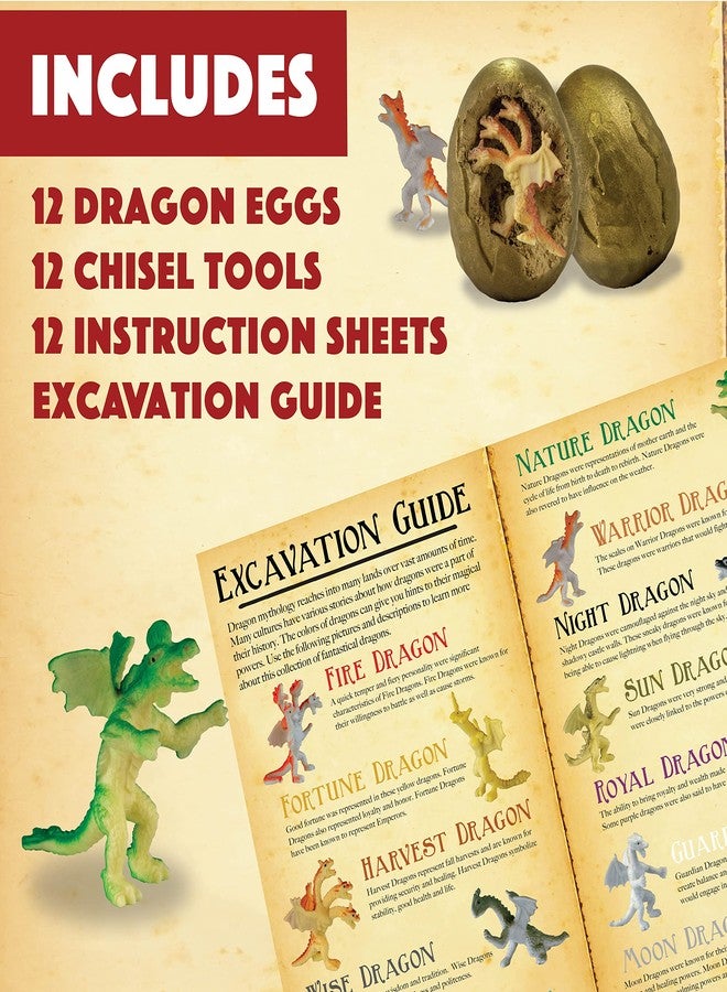 MindWare Dig It Up! Discoveries Dragon Eggs Dig Kit - Includes 12 Dragon Eggs with Toys Inside, Chisel Tools, Instruction Sheets & Excavation Guidebook - Image 5