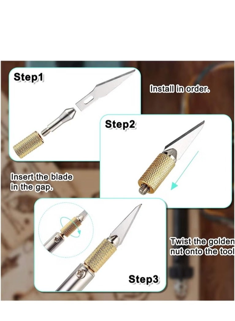 Electric Hot Knife Cutter Tool, Hot Knife Multipurpose Stencil Cutter with Metal Stand, 10 Pieces Blades, 2 Pieces Chuck Sleeves for Cutting Carving Soft Thin Styrofoam (12 Pieces)  - Image 5