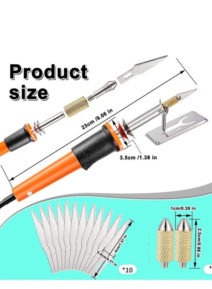 Electric Hot Knife Cutter Tool, Hot Knife Multipurpose Stencil Cutter with Metal Stand, 10 Pieces Blades, 2 Pieces Chuck Sleeves for Cutting Carving Soft Thin Styrofoam (12 Pieces)  - Image 3