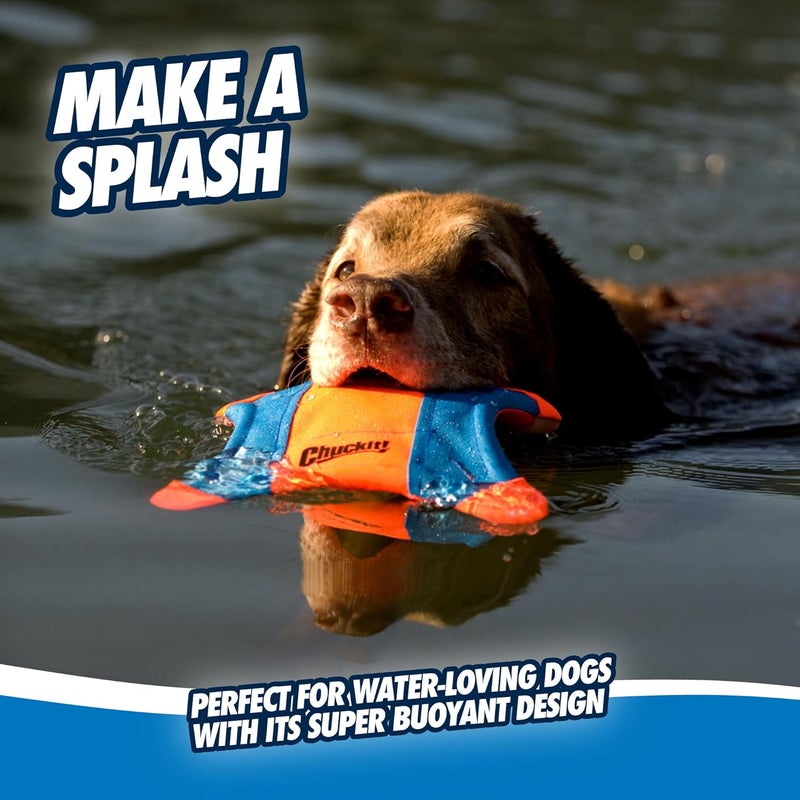 Chuckit! Flying Squirrel Fetch Dog Toy - Large (11" Diameter) in Orange & Blue for Large Dog Breeds - Image 5
