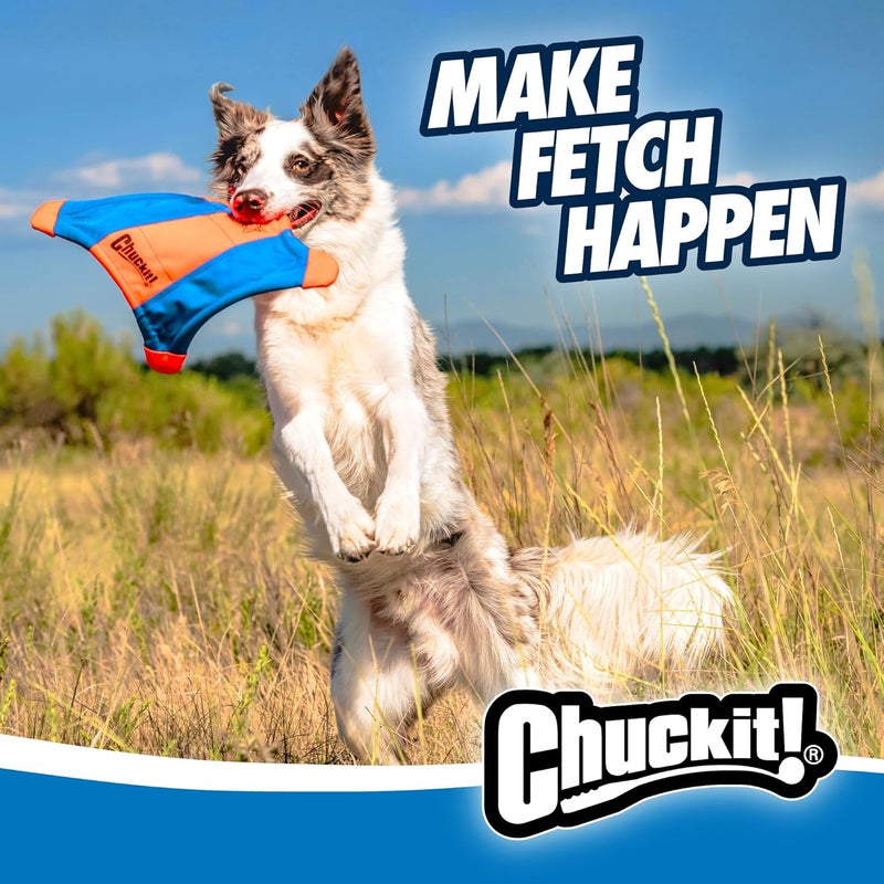 Chuckit! Flying Squirrel Fetch Dog Toy - Large (11" Diameter) in Orange & Blue for Large Dog Breeds - Image 4