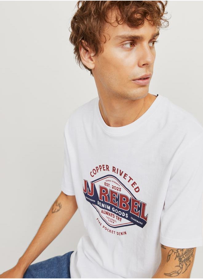 JJ Rebel by Jack & Jones Printed Crew Neck Relaxed Fit T-Shirt  - Image 1