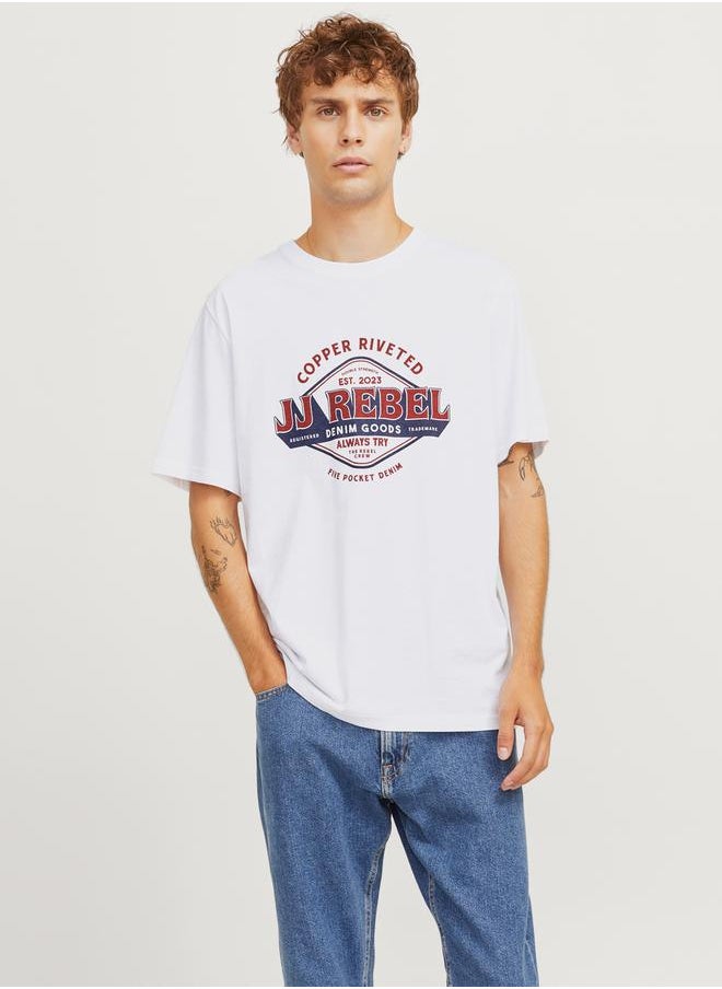 JJ Rebel by Jack & Jones Printed Crew Neck Relaxed Fit T-Shirt  - Image 2