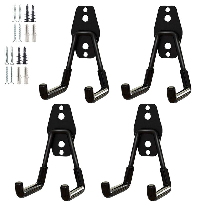 GeeWatom Garage Storage Utility HooksGarage Garden Tool OrganizerSteel Wall Mount Hooks Garden Small U Hooks 4 PackBlack - Image 1