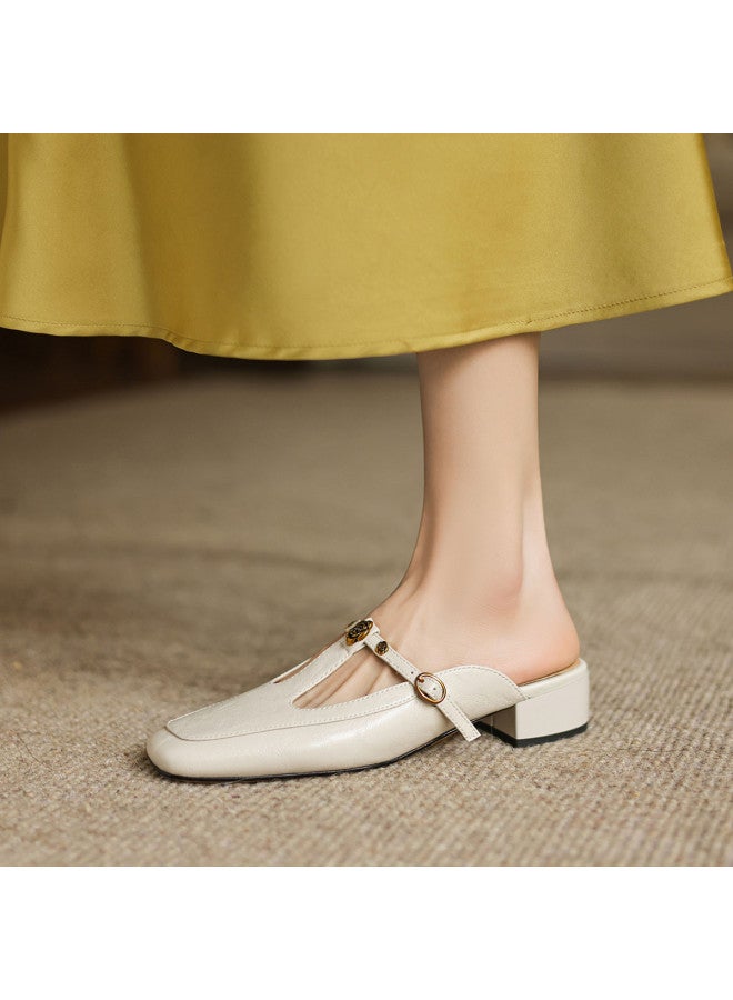 AME Retro T-strap Mule Shoes 2025 New Versatile Classic Camellia Slippers For Women, Summer Outdoor Wear - Image 4