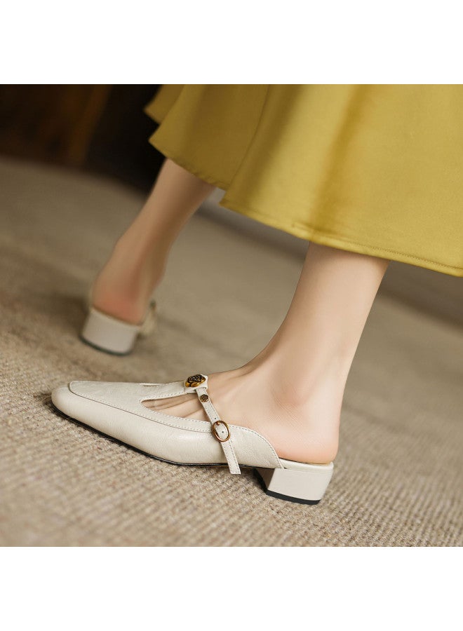 AME Retro T-strap Mule Shoes 2025 New Versatile Classic Camellia Slippers For Women, Summer Outdoor Wear - Image 3