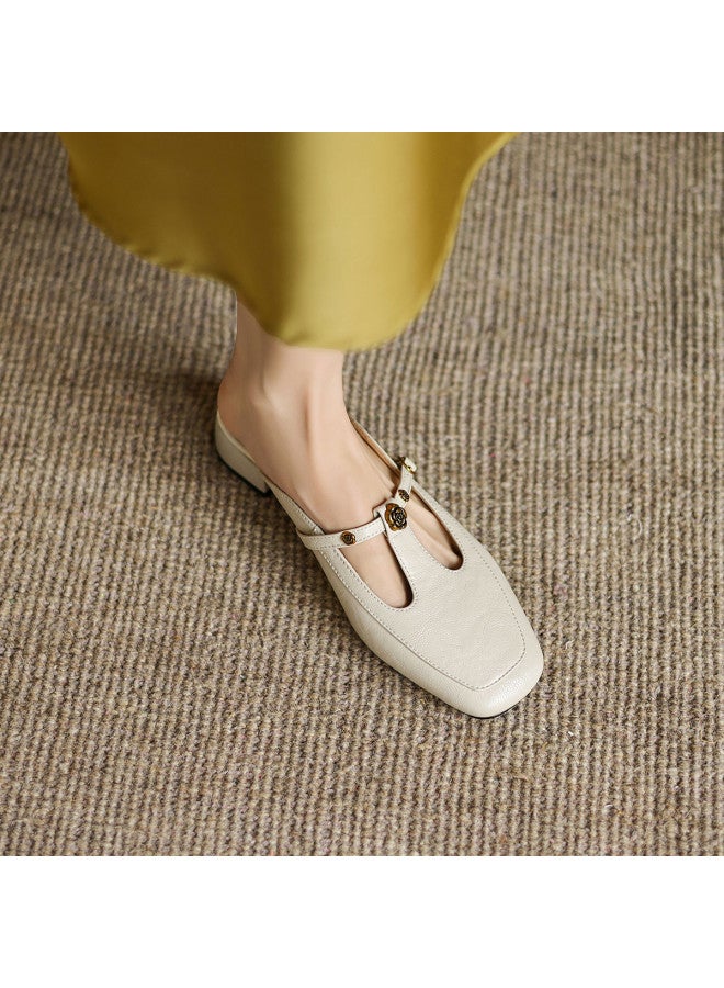 AME Retro T-strap Mule Shoes 2025 New Versatile Classic Camellia Slippers For Women, Summer Outdoor Wear - Image 5