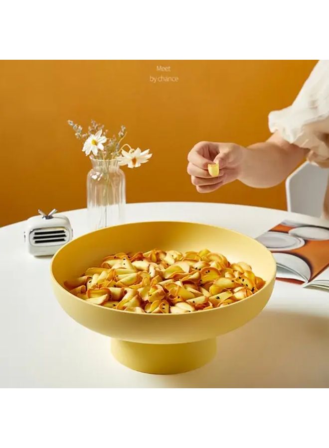 Modern Round Fruit Bowl With Drainage Yellow Plastic Basket For Kitchen Counter - Image 3