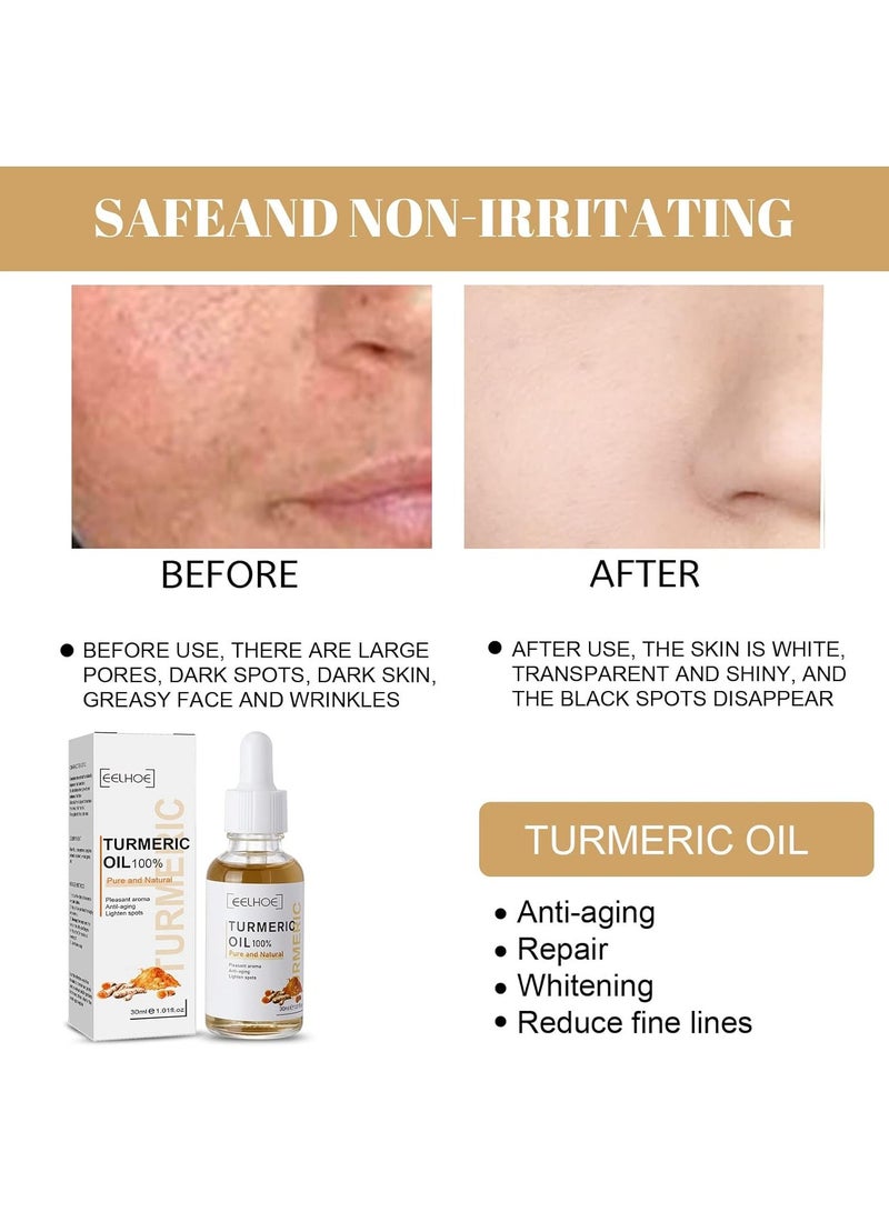 EELHOE New Turmeric Dark Spot Serum Oil Turmeric Face Serum Oil Bright Skin Dark Spot Corrector Face Serum - Image 3