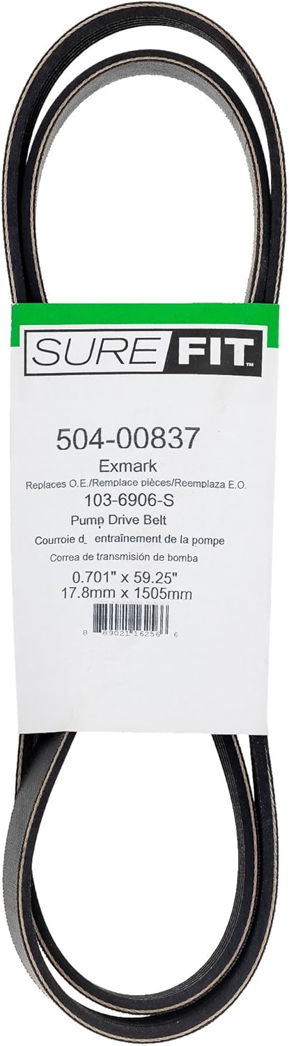 Surefit SureFit Pump Drive Belt Replacement for Exmark 1036906 1036906S 52 60 72 Lazer Z AC AS LC Lawn Mowers  - Image 1