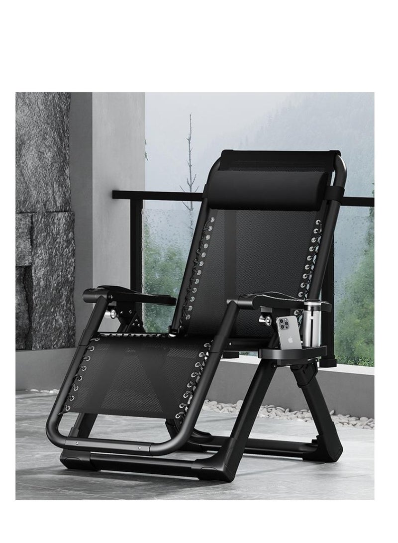 Golden Outdoor Lounges Chair Foldable Camping Chair, Zero Gravity Adjustable Beach Chair and Garden Chair with Pillows Cup Holders for Poolside Backyard and Beach,Silver-Black - Image 3