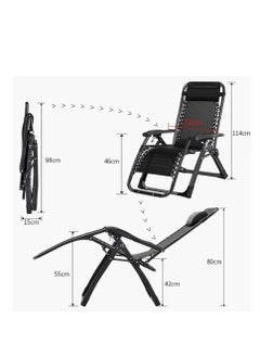 Golden Outdoor Lounges Chair Foldable Camping Chair, Zero Gravity Adjustable Beach Chair and Garden Chair with Pillows Cup Holders for Poolside Backyard and Beach,Silver-Black  - Image 2