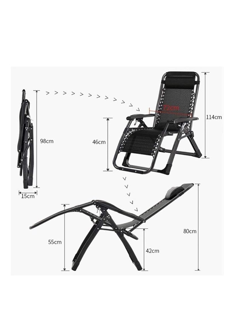Golden Outdoor Lounges Chair Foldable Camping Chair, Zero Gravity Adjustable Beach Chair and Garden Chair with Pillows Cup Holders for Poolside Backyard and Beach,Silver-Black - Image 2
