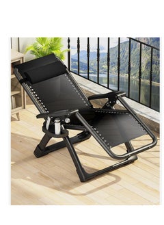Golden Outdoor Lounges Chair Foldable Camping Chair, Zero Gravity Adjustable Beach Chair and Garden Chair with Pillows Cup Holders for Poolside Backyard and Beach,Silver-Black  - Image 4