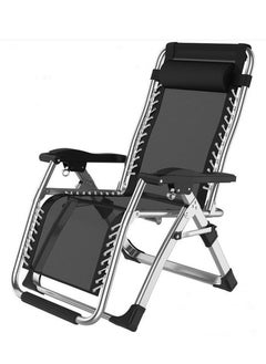 Golden Outdoor Lounges Chair Foldable Camping Chair, Zero Gravity Adjustable Beach Chair and Garden Chair with Pillows Cup Holders for Poolside Backyard and Beach,Silver-Black  - Image 1