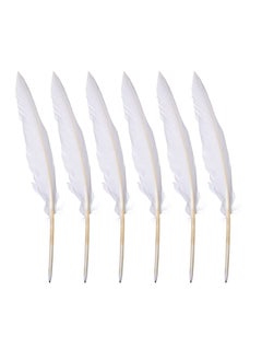Y&D MAKINGTEC 4Pcs White Goose Feather Quill Pens, Signing Pen Black Ink for School Office Birthday Party Favor  - Image 1