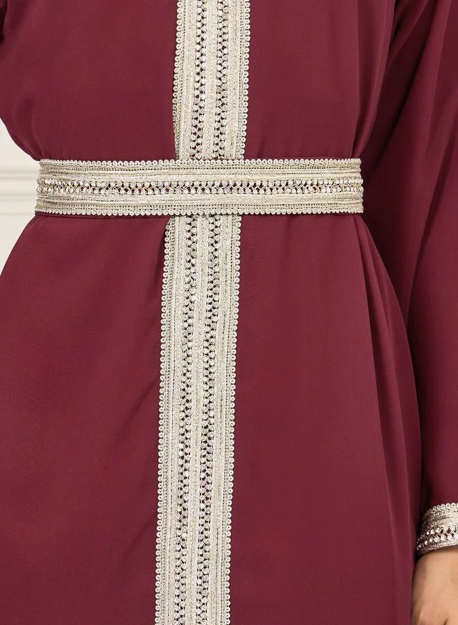 ستايلي Embroidered Lace Rhinestone Detail Kaftan