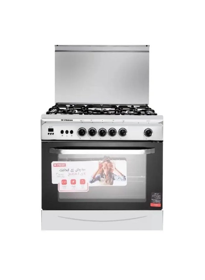 Fresh 16607 Italiano Gas Cooker, 5 Burners, 80 x 85 x 55 cm - Silver