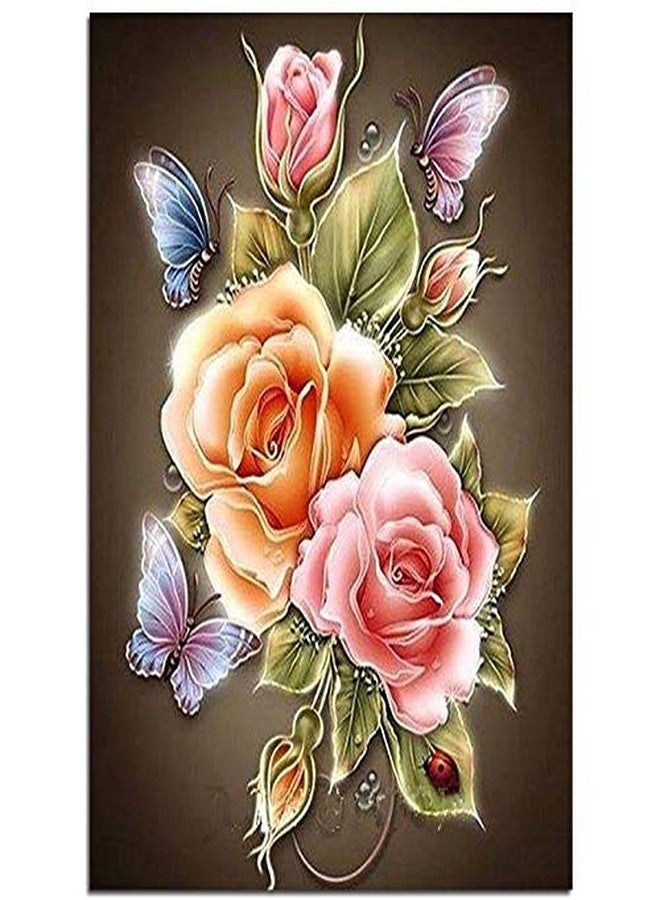 iDream Home Decoration 5D Diamond Painting Rhinestone Rose Flower DIY Mosaic Wall Decor (30cm x 30cm) -Sparkling, Handmade, Elegant Interior Decoration for Living Room & Bedroom - Image 1