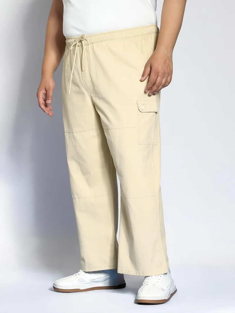 Urbano Fashion  Urbano Plus Men's Beige Loose Baggy Fit Cargo Jogger Chino Pant with 6 Pockets Stretchable for Men | Best Price UAE
