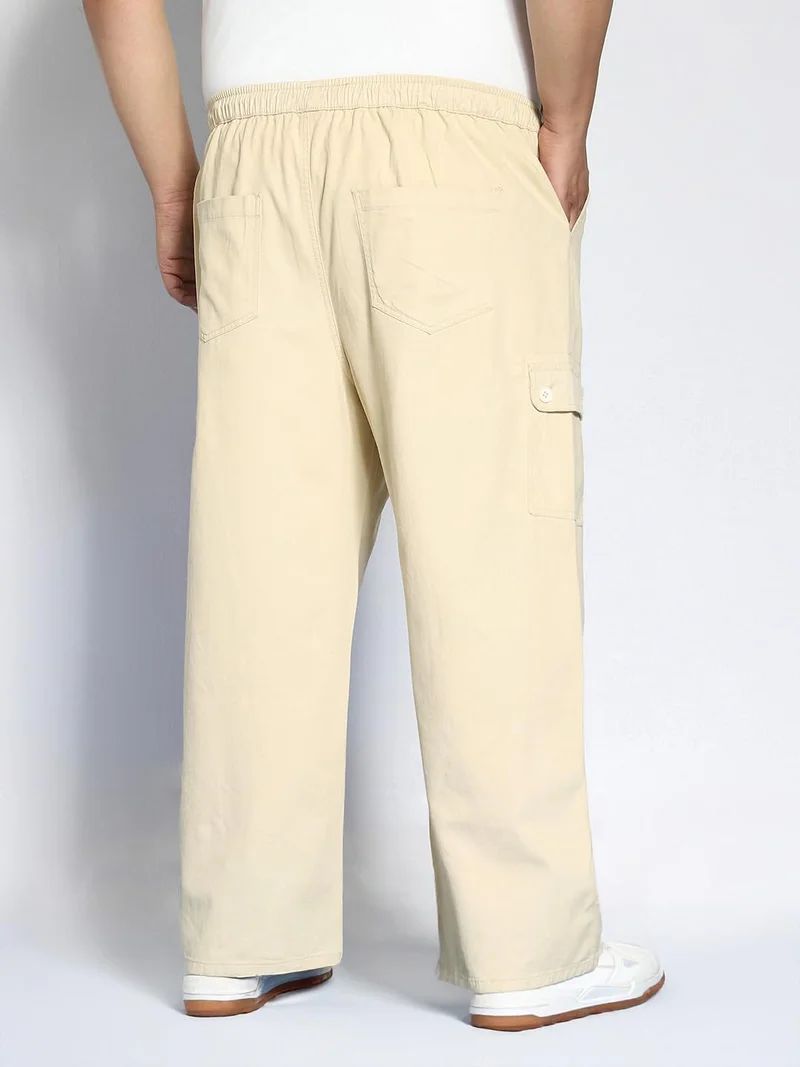 Urbano Fashion  Urbano Plus Men's Beige Loose Baggy Fit Cargo Jogger Chino Pant with 6 Pockets Stretchable for Men | Best Price UAE