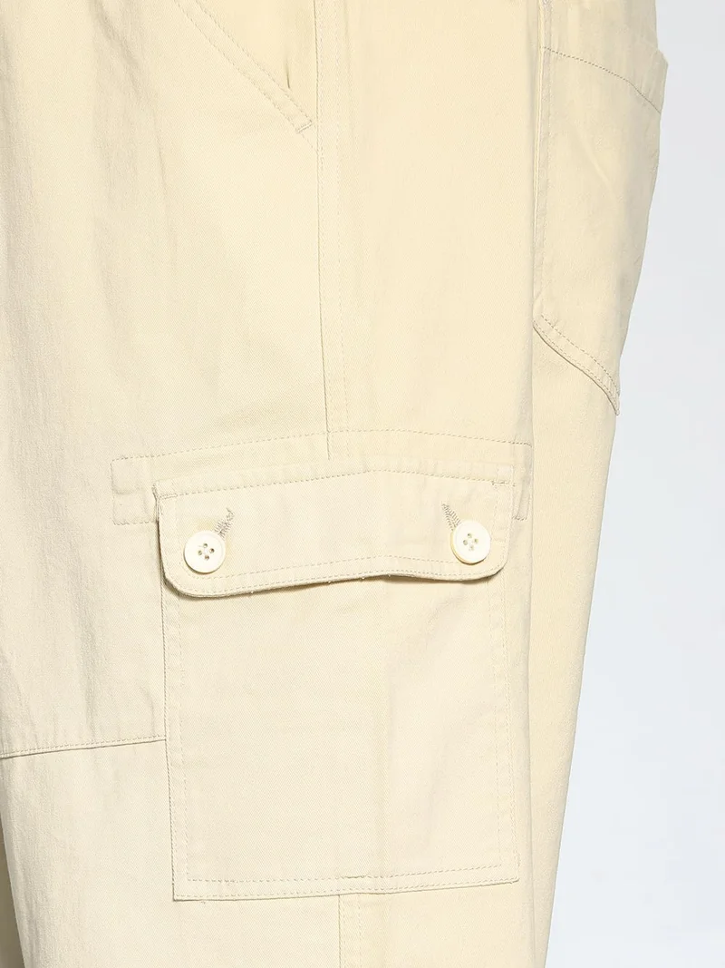 Urbano Fashion  Urbano Plus Men's Beige Loose Baggy Fit Cargo Jogger Chino Pant with 6 Pockets Stretchable for Men | Best Price UAE