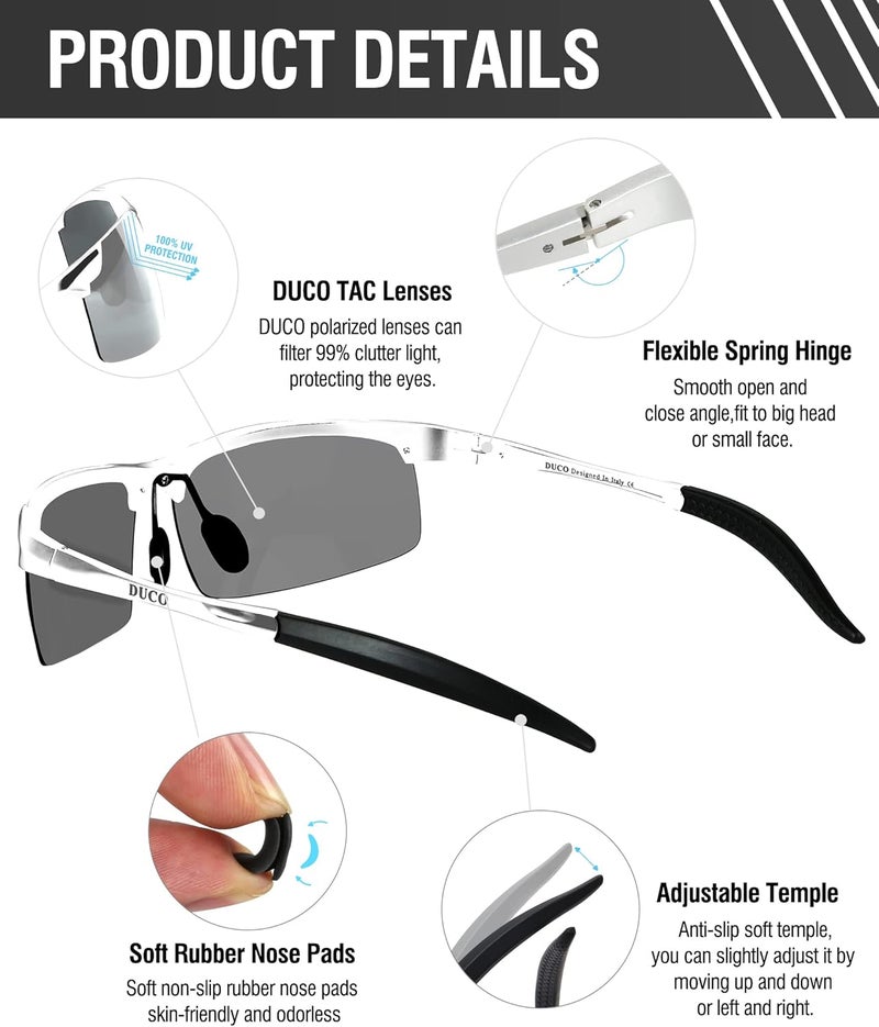 Duco Mens Sports Polarized Sunglasses UV Protection Sunglasses for Men 8177s - Image 4