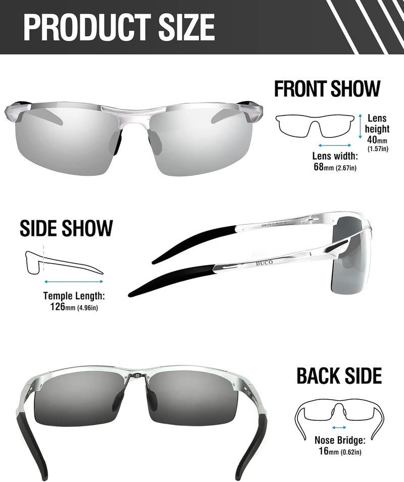 Duco Mens Sports Polarized Sunglasses UV Protection Sunglasses for Men 8177s - Image 3