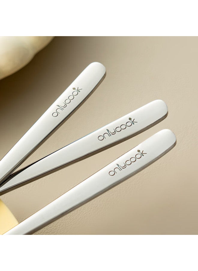 Onlycook 316l Stainless Steel Soup Spoons, Thick Round Bottom Dining Spoons For Home Use, Serving Spoons, Cutlery, Set Of Two - Image 2