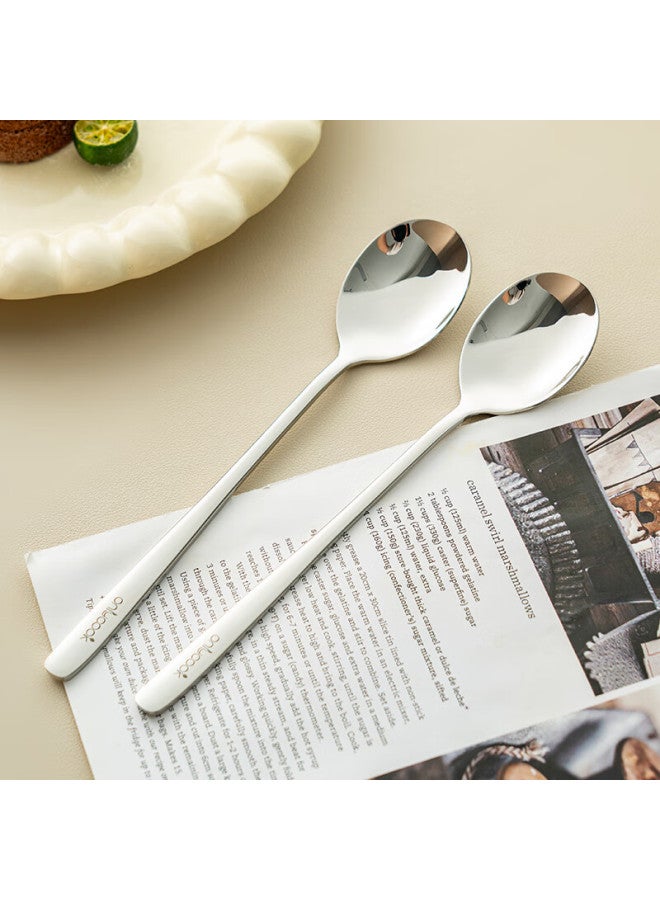 Onlycook 316l Stainless Steel Soup Spoons, Thick Round Bottom Dining Spoons For Home Use, Serving Spoons, Cutlery, Set Of Two - Image 1