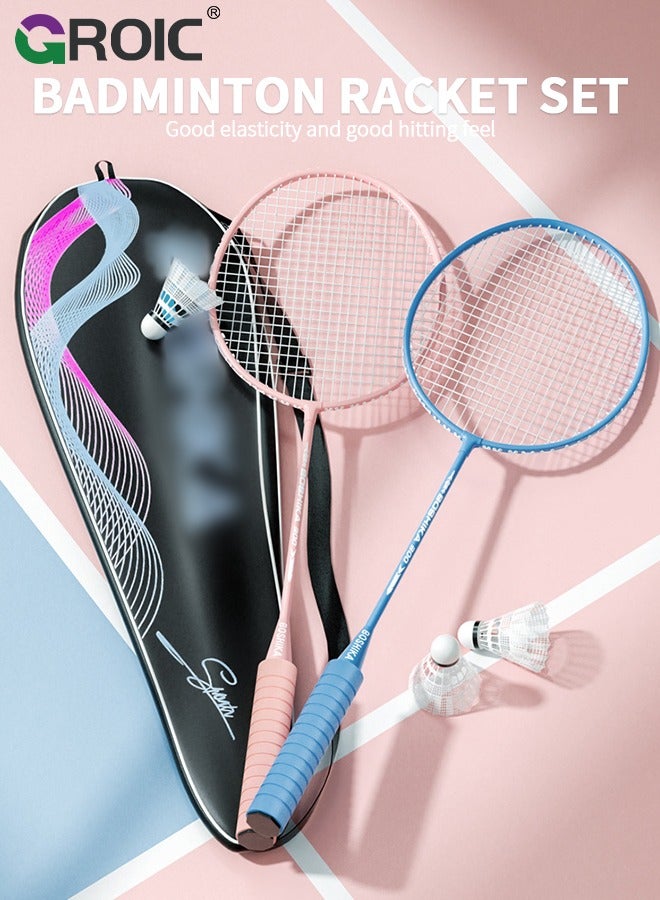 GROIC 2 Pieces Badminton Set,Outdoor sports set,Badminton Set Including 1 Badminton Bag,2 Rackets,4 Glowing badminton Shuttlecocks - Image 2