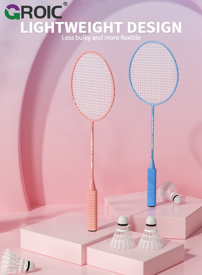 GROIC 2 Pieces Badminton Set,Outdoor sports set,Badminton Set Including 1 Badminton Bag,2 Rackets,4 Glowing badminton Shuttlecocks - Image 3