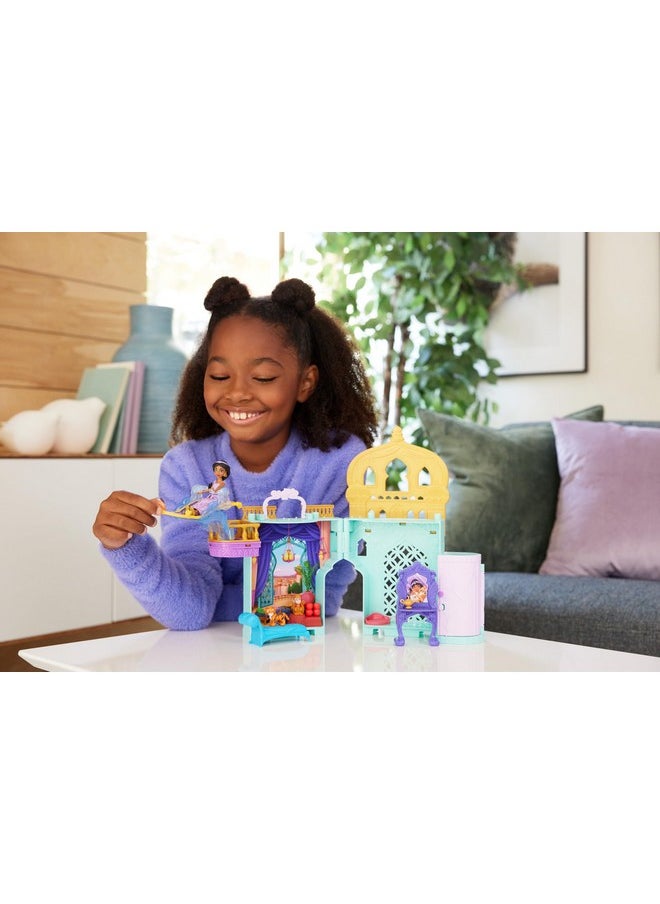 Mattel Games Mattel Disney Princess Toys, Jasmine Doll House Stackable Castle with 1 Small Doll, 2 Character Friends & 7 Accessories, Inspired by the Movie Aladdin  - Image 2