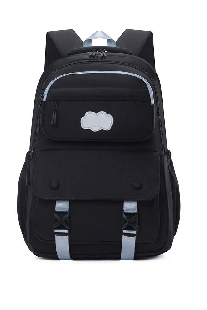 بيوتيفول حقيبة ظهر كلاسيكية سوداء للأطفال، حقيبة ظهر بحزام كتف قابل للتعديل، حقيبة ظهر طلابية جمالية بسيطة، حقيبة ظهر متعددة الجيوب، حقيبة ظهر خفيفة الوزن، حقيبة ظهر مريحة، حقيبة ظهر طلابية عصرية. - Image 1