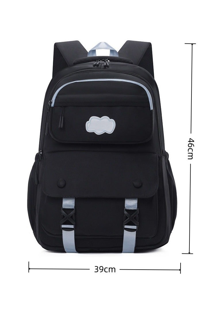 بيوتيفول حقيبة ظهر كلاسيكية سوداء للأطفال، حقيبة ظهر بحزام كتف قابل للتعديل، حقيبة ظهر طلابية جمالية بسيطة، حقيبة ظهر متعددة الجيوب، حقيبة ظهر خفيفة الوزن، حقيبة ظهر مريحة، حقيبة ظهر طلابية عصرية. - Image 2