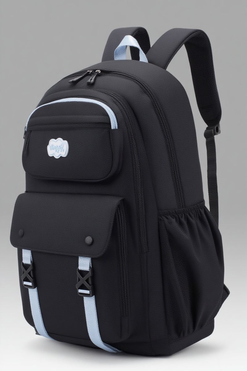 بيوتيفول حقيبة ظهر كلاسيكية سوداء للأطفال، حقيبة ظهر بحزام كتف قابل للتعديل، حقيبة ظهر طلابية جمالية بسيطة، حقيبة ظهر متعددة الجيوب، حقيبة ظهر خفيفة الوزن، حقيبة ظهر مريحة، حقيبة ظهر طلابية عصرية. - Image 3